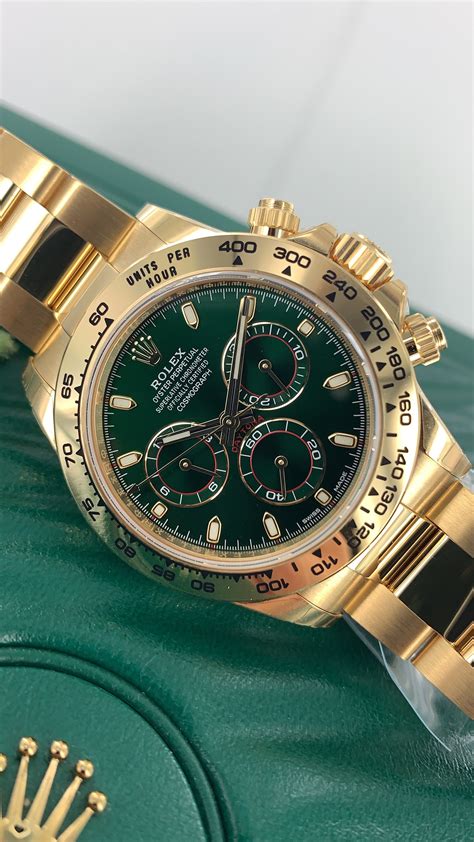 rolex daytona yellow gold green dial|rolex daytona yellow gold oysterflex.